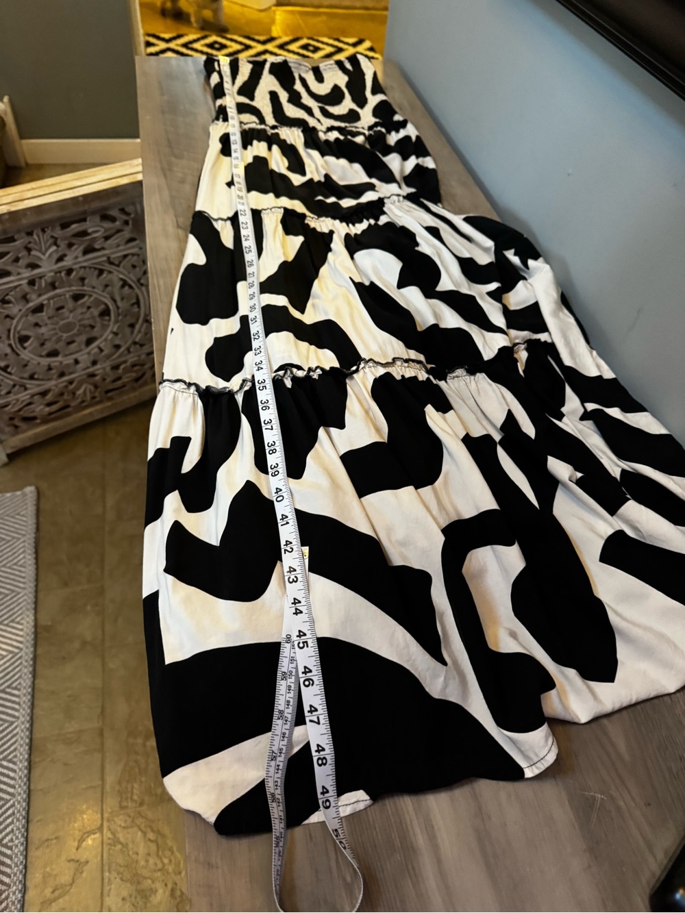 Anthro Abel the Label Black & White Abstract Maxi Dress - Sleeveless Summer Midi - Picture 11 of 11